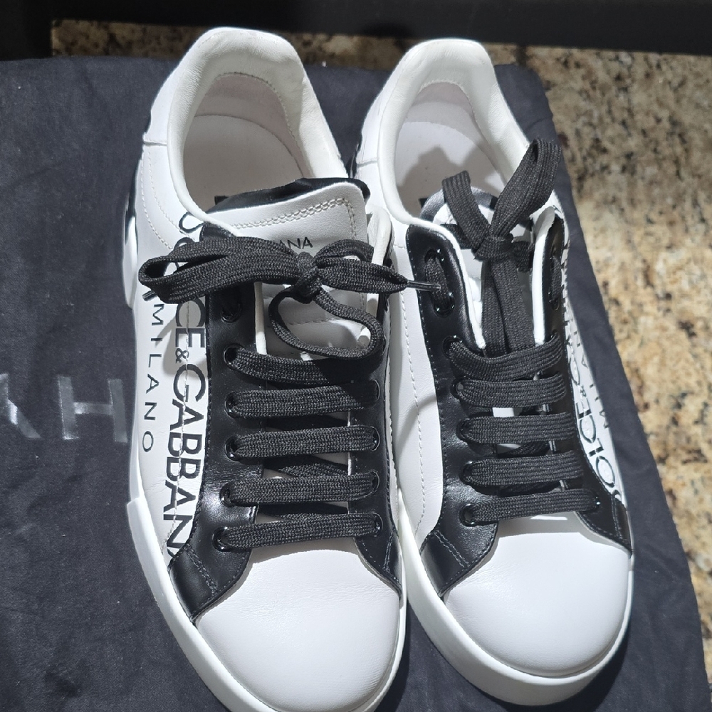 Dolce & Gabbana Monochrome Lace-Up Sneakers